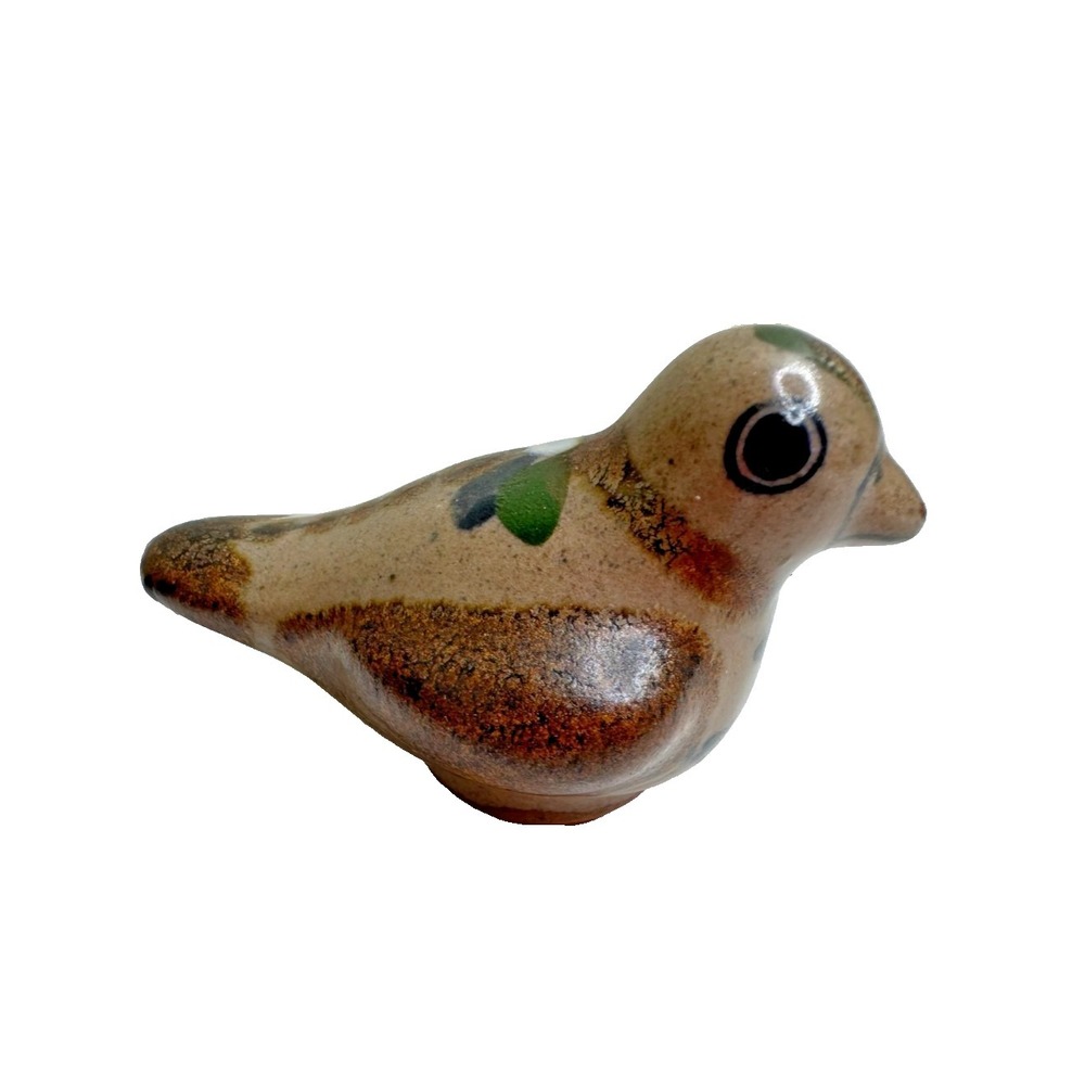 Vintage Mexican Tonala pottery bird Figurine Mini‎ Folk Art hand Painted